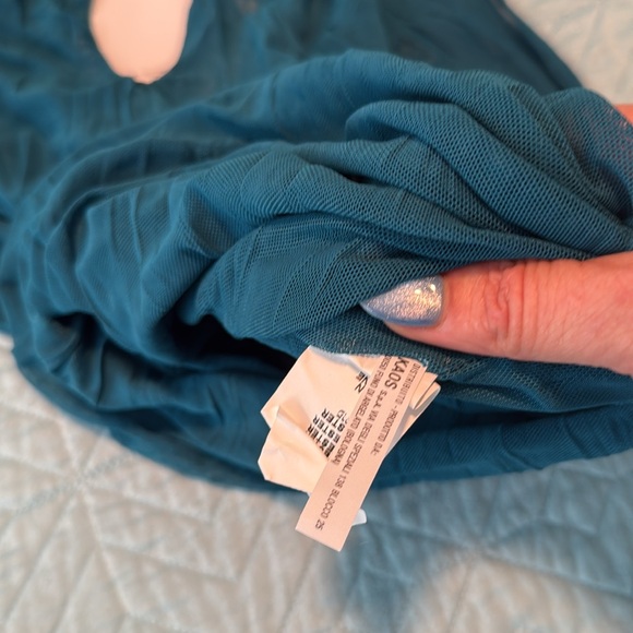 NWT authentic KAOS long sleeve mash tee keyhole detail double mesh aqua sz S - Picture 3 of 5